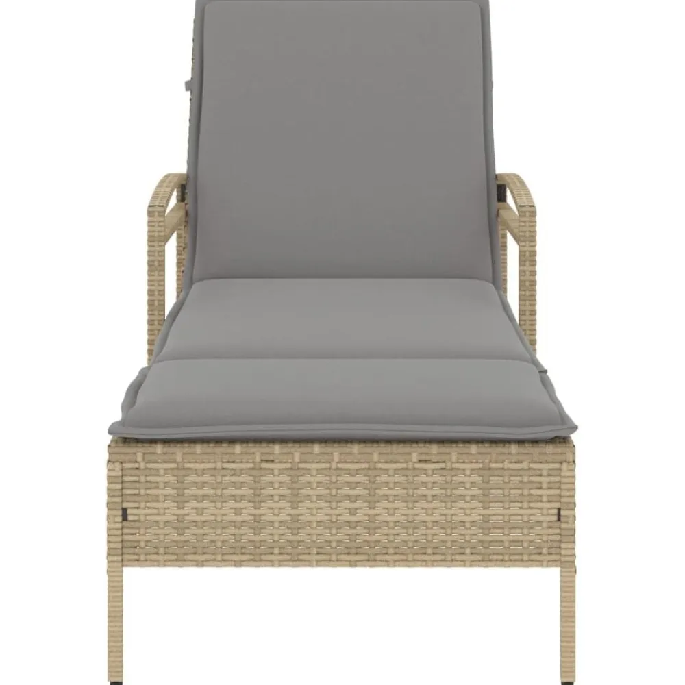 vidaXL Muebles De Jardín-Tumbona con cojín ratán sintético 63x200x81 cm