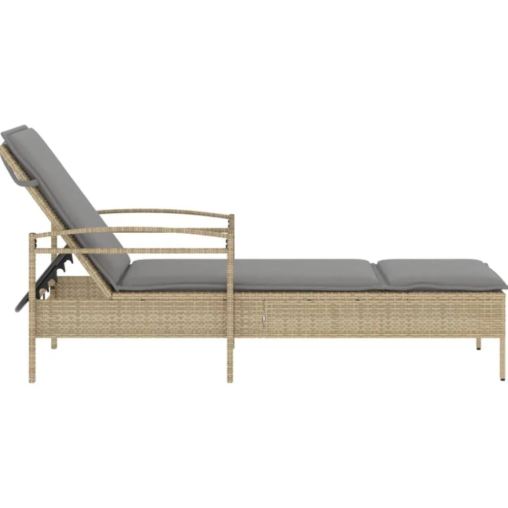 vidaXL Muebles De Jardín-Tumbona con cojín ratán sintético 63x200x81 cm