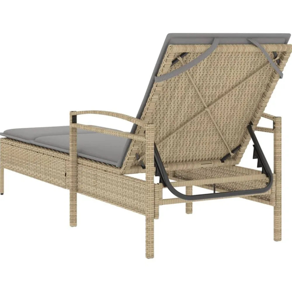 vidaXL Muebles De Jardín-Tumbona con cojín ratán sintético 63x200x81 cm