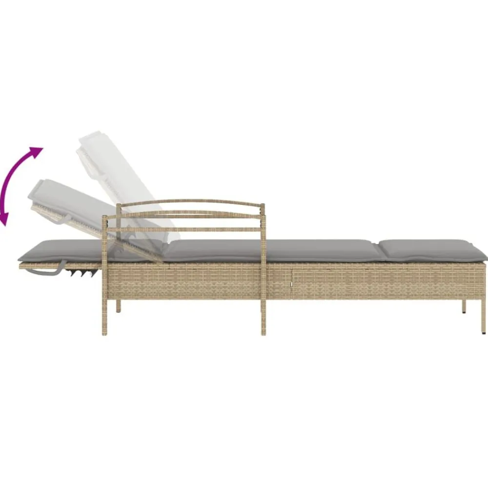 vidaXL Muebles De Jardín-Tumbona con cojín ratán sintético 63x200x81 cm