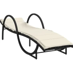 vidaXL Tumbona con cojín ratán sintético 60x199x42 cm Negro Hot