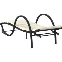 vidaXL Tumbona con cojín ratán sintético 60x199x42 cm Negro Hot