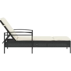 vidaXL Muebles De Jardín-Tumbona con cojín ratán sintético 63x200x81 cm