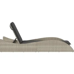 vidaXL Tumbona con cojín ratán sintético 60x205x73 cm Gris claro Sale