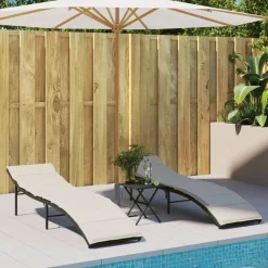 vidaXL Tumbona con cojín ratán sintético 55x199x50 cm Negro Hot