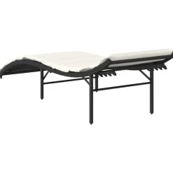 vidaXL Tumbona con cojín ratán sintético 55x199x50 cm Negro Hot