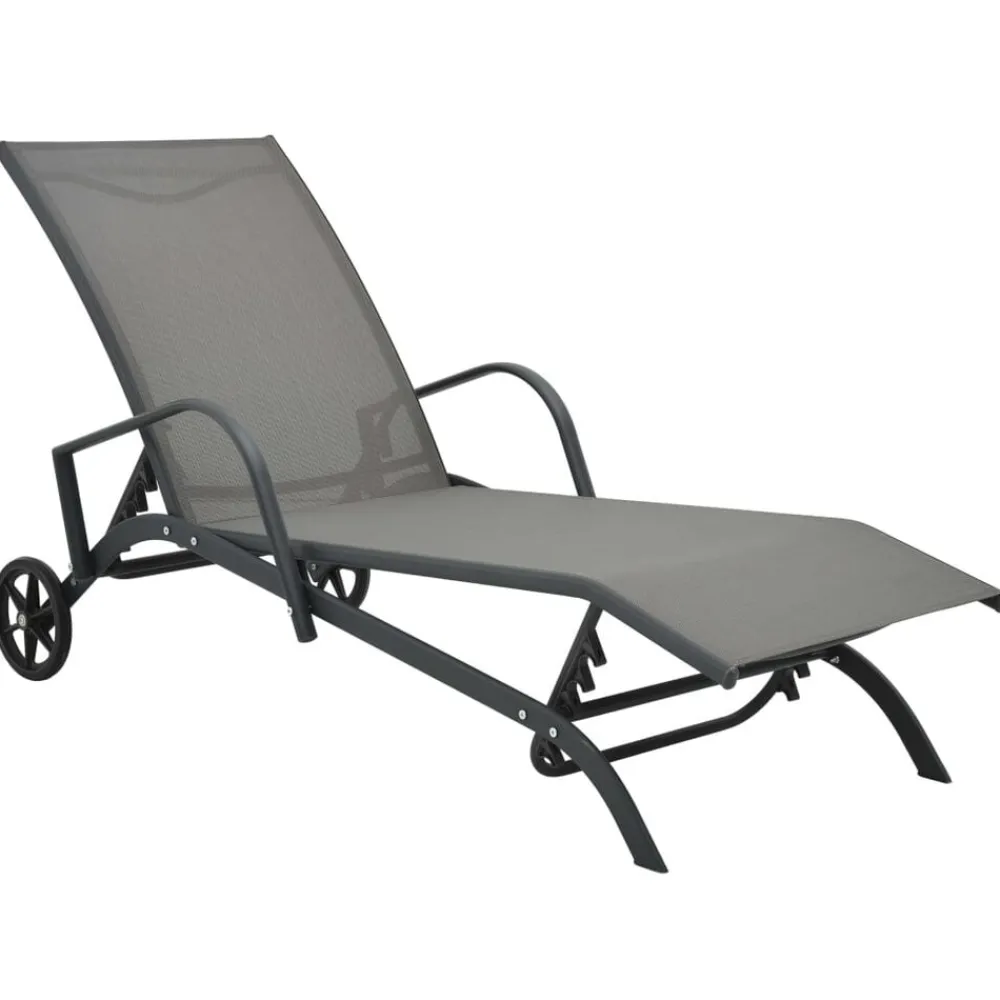 vidaXL Muebles De Jardín-Tumbona de acero y textilene