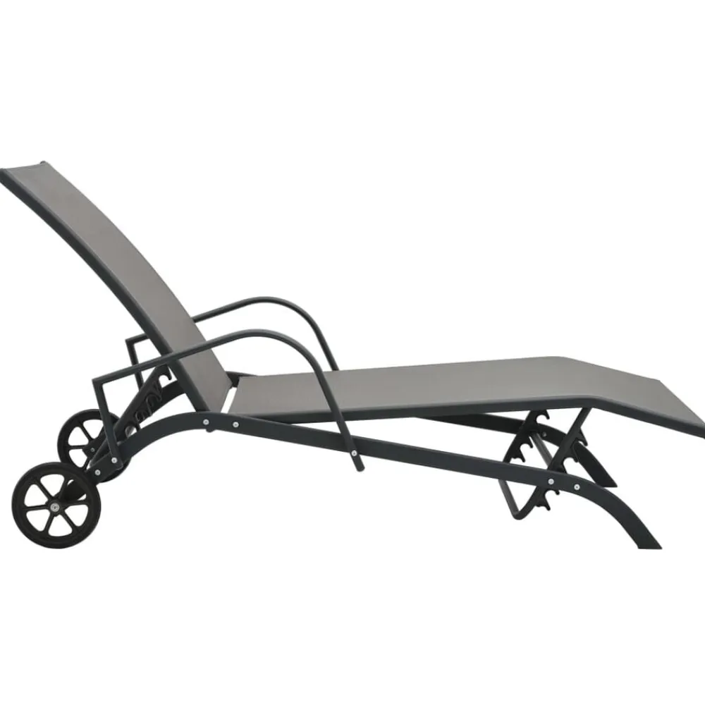 vidaXL Muebles De Jardín-Tumbona de acero y textilene