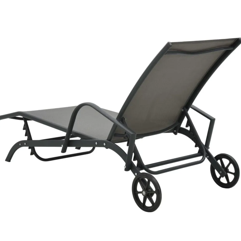vidaXL Muebles De Jardín-Tumbona de acero y textilene