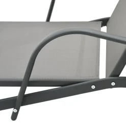 vidaXL Muebles De Jardín-Tumbona de acero y textilene