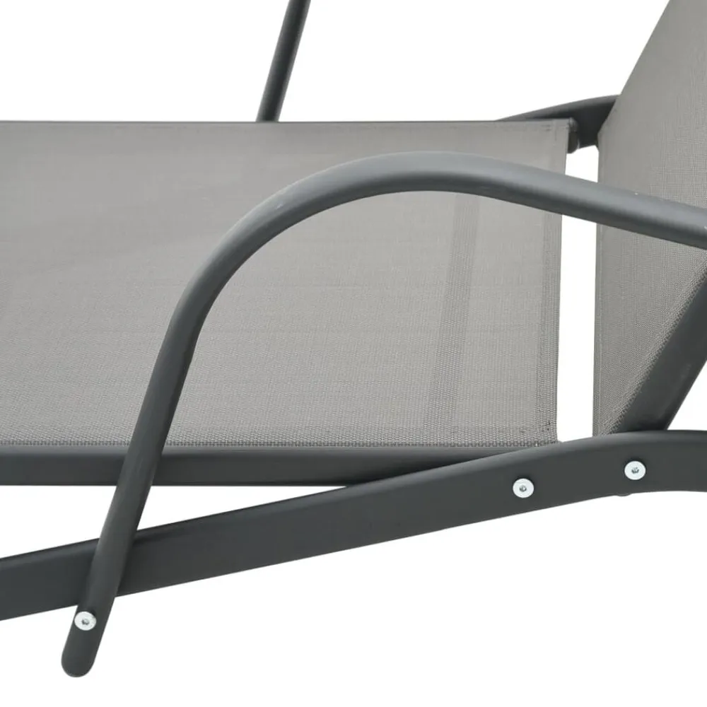 vidaXL Muebles De Jardín-Tumbona de acero y textilene