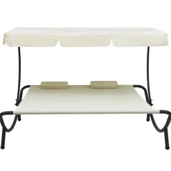 vidaXL Muebles De Jardín-Tumbona de exterior con dosel y almohadas