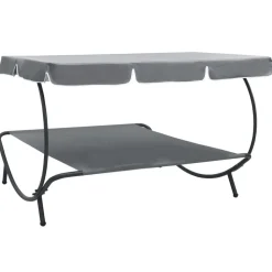 vidaXL Tumbona de jardín con toldo Gris Discount