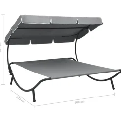 vidaXL Tumbona de jardín con toldo Gris Discount