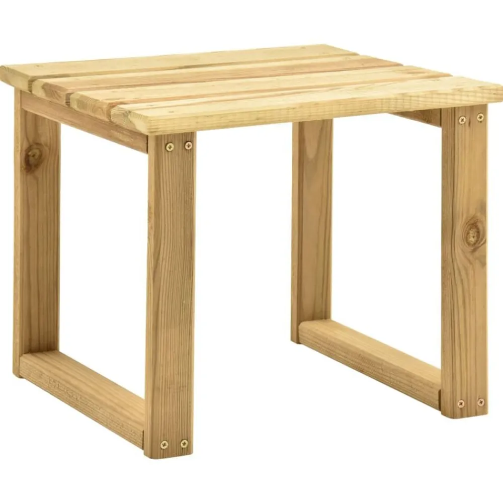 vidaXL Tumbona de jardín con mesa y cojín de madera de pino impregnada Beige New