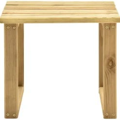 vidaXL Tumbona de jardín con mesa y cojín de madera de pino impregnada Beige New