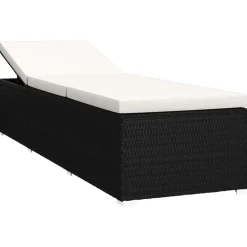 vidaXL Tumbona de jardín con cojín y mesita ratán sintético crema Blanco crema Discount