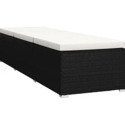 vidaXL Tumbona de jardín con cojín y mesita ratán sintético crema Blanco crema Discount