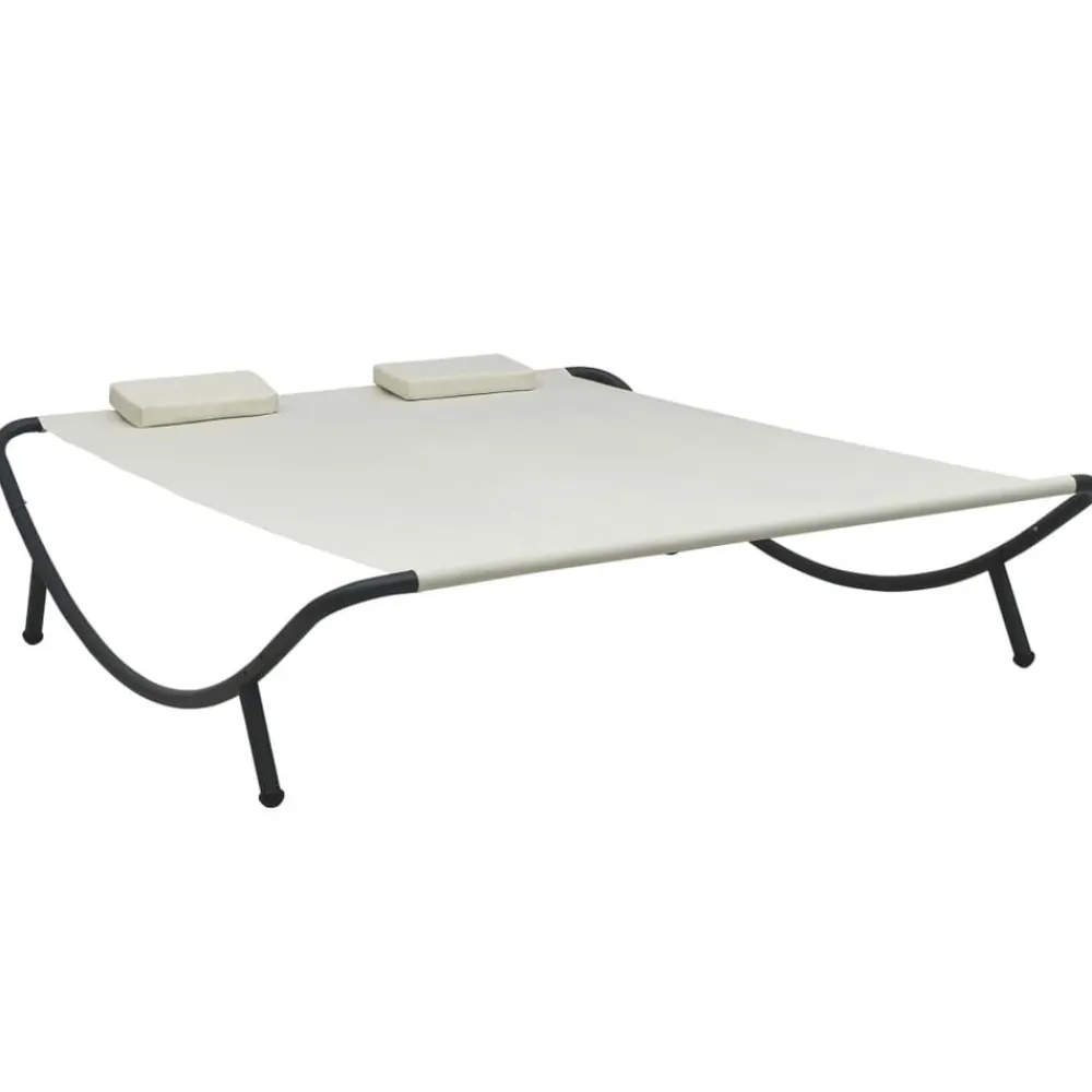 vidaXL Tumbona de jardín tela blanco Crema Online