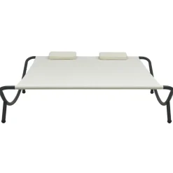 vidaXL Tumbona de jardín tela blanco Crema Online