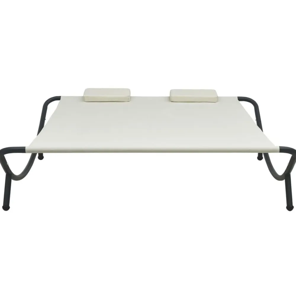 vidaXL Tumbona de jardín tela blanco Crema Online