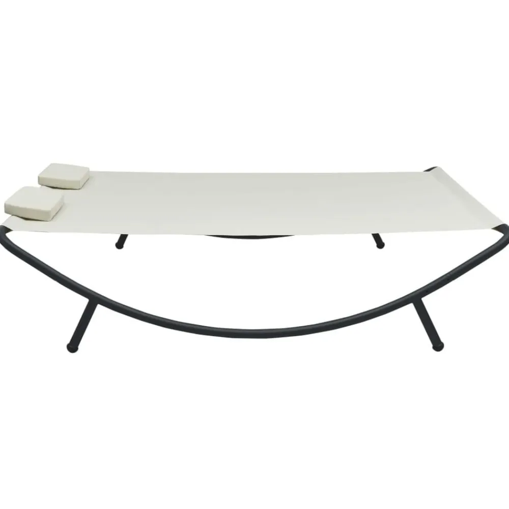 vidaXL Tumbona de jardín tela blanco Crema Online