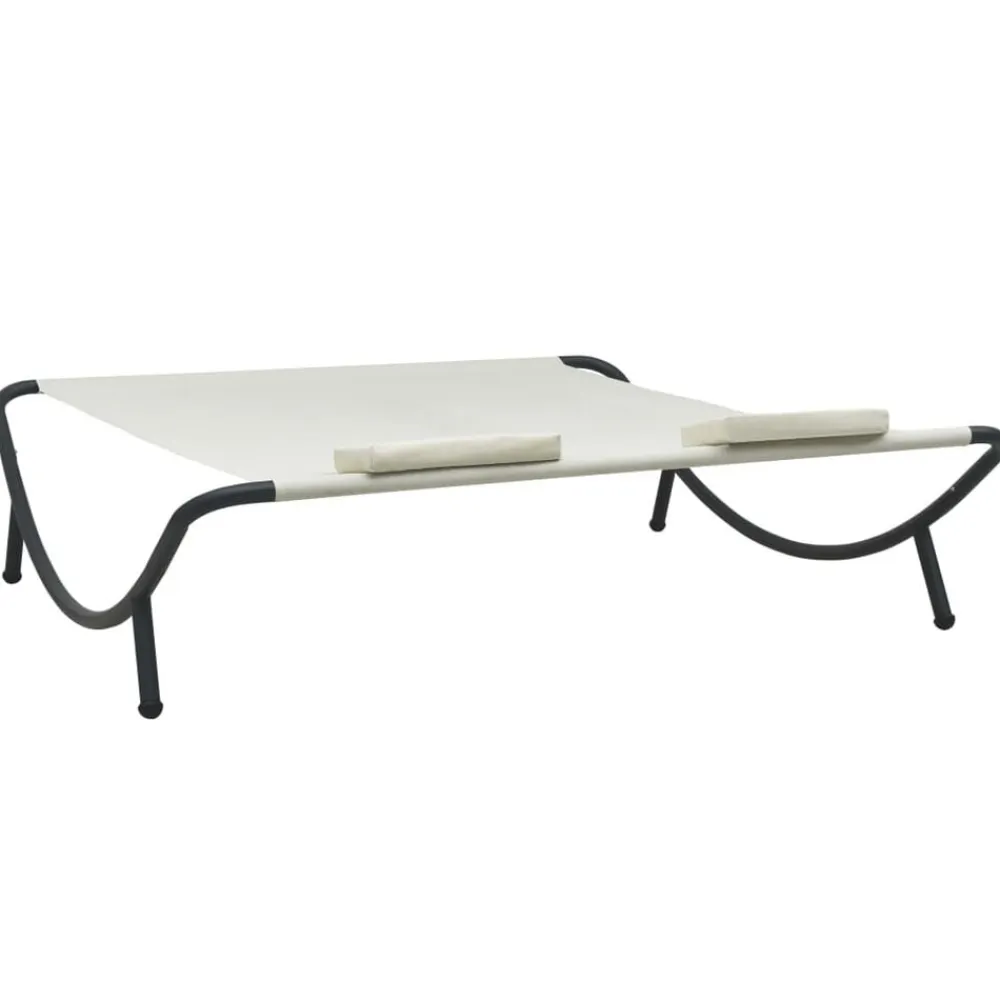 vidaXL Tumbona de jardín tela blanco Crema Online