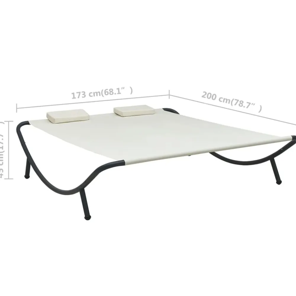 vidaXL Tumbona de jardín tela blanco Crema Online