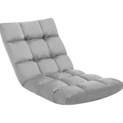vidaXL Sillas-Tumbona de suelo plegable microfibra gris