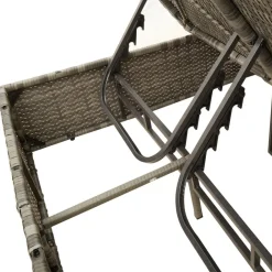 vidaXL Muebles De Jardín-Tumbona doble con techo y cortinas ratán sintético