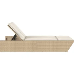 vidaXL Tumbona doble con cojines ratán sintético beige beige y crema Hot
