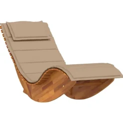 vidaXL Muebles De Jardín-Tumbona mecedora con cojín de madera maciza de acacia