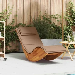 vidaXL Muebles De Jardín-Tumbona mecedora con cojín de madera maciza de acacia