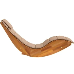 vidaXL Muebles De Jardín-Tumbona mecedora con cojín de madera maciza de acacia