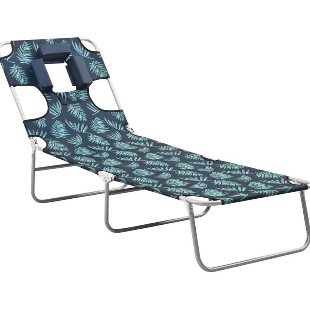 vidaXL Muebles De Jardín-Tumbona plegable con cojín de cabeza acero