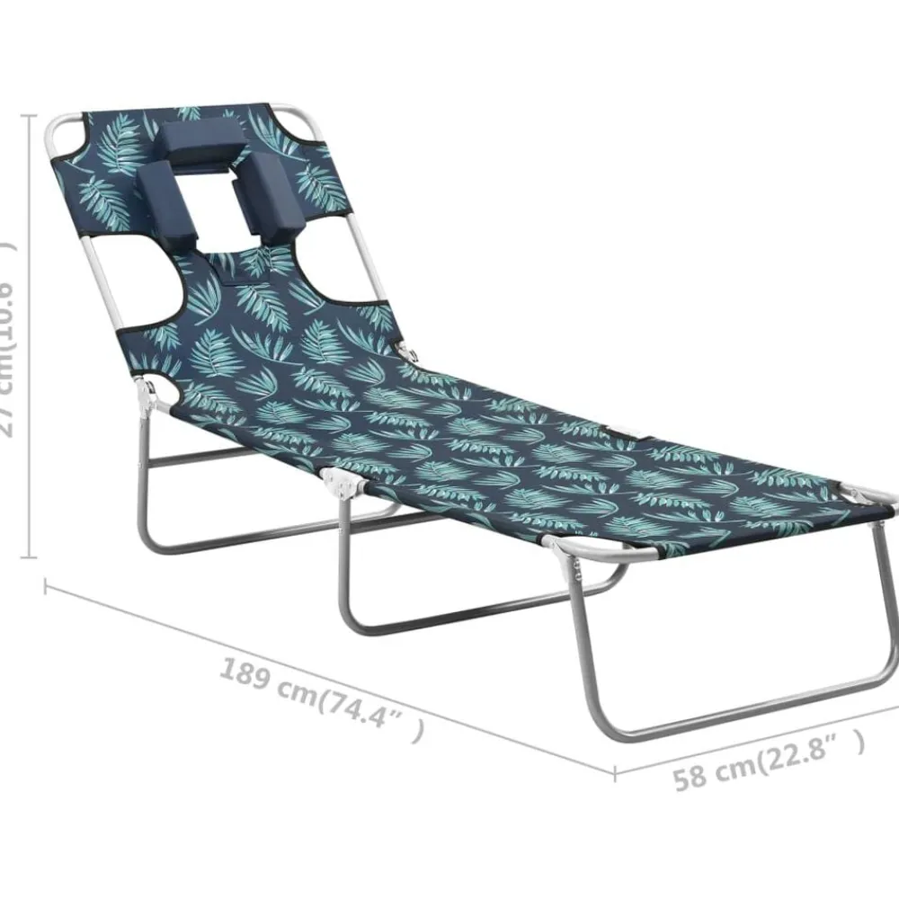 vidaXL Muebles De Jardín-Tumbona plegable con cojín de cabeza acero