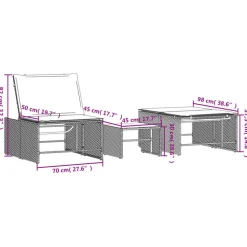 vidaXL Muebles De Jardín-Tumbonas 2 piezas con mesa ratán sintético beige