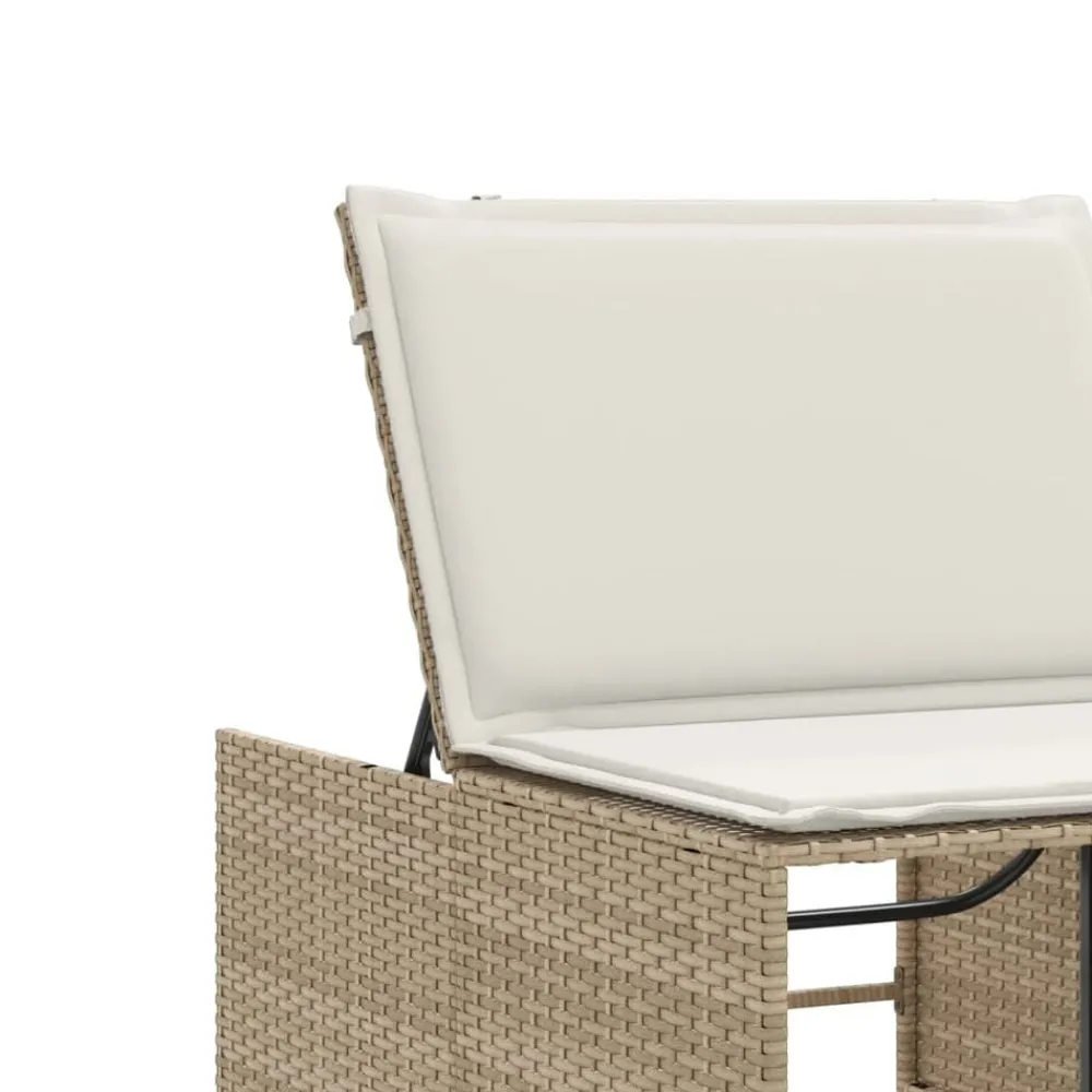 vidaXL Muebles De Jardín-Tumbonas 2 piezas con mesa ratán sintético beige