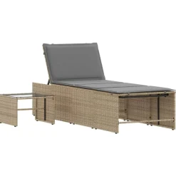 vidaXL Tumbonas 2 piezas con mesa ratán sintético Beige Best