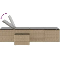 vidaXL Tumbonas 2 piezas con mesa ratán sintético Beige Best