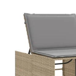 vidaXL Tumbonas 2 piezas con mesa ratán sintético Beige Best