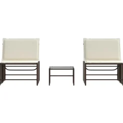 vidaXL Muebles De Jardín-Tumbonas 2 unidades con mesa de ratán sintético marrón