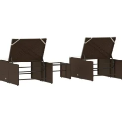 vidaXL Muebles De Jardín-Tumbonas 2 unidades con mesa de ratán sintético marrón