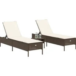 vidaXL Tumbonas con cojines 2 unidades ratán sintético marrón Marrón Discount