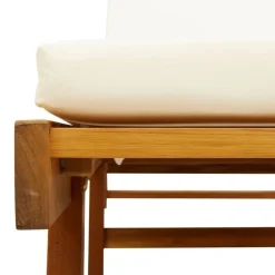 vidaXL Tumbonas con mesa 2 unidades madera maciza de acacia Crema Discount