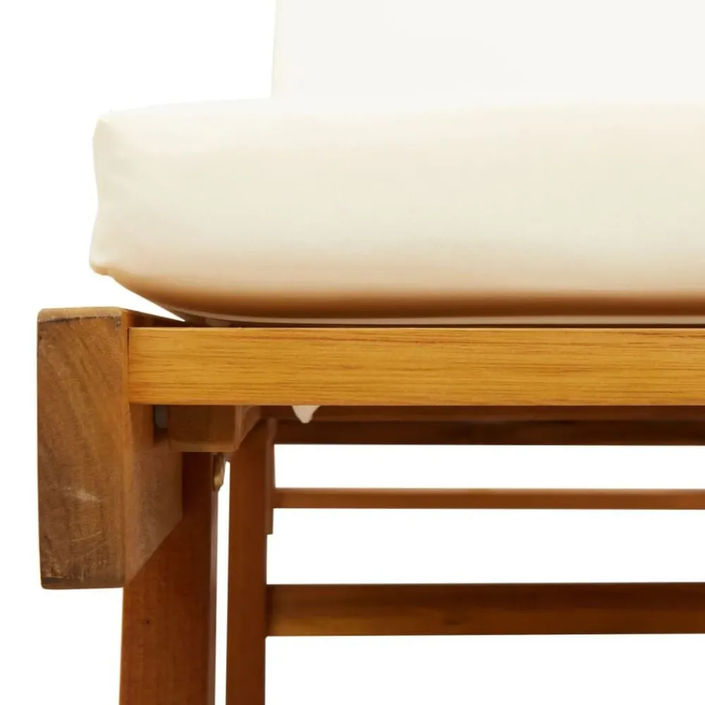 vidaXL Tumbonas con mesa 2 unidades madera maciza de acacia Crema Discount