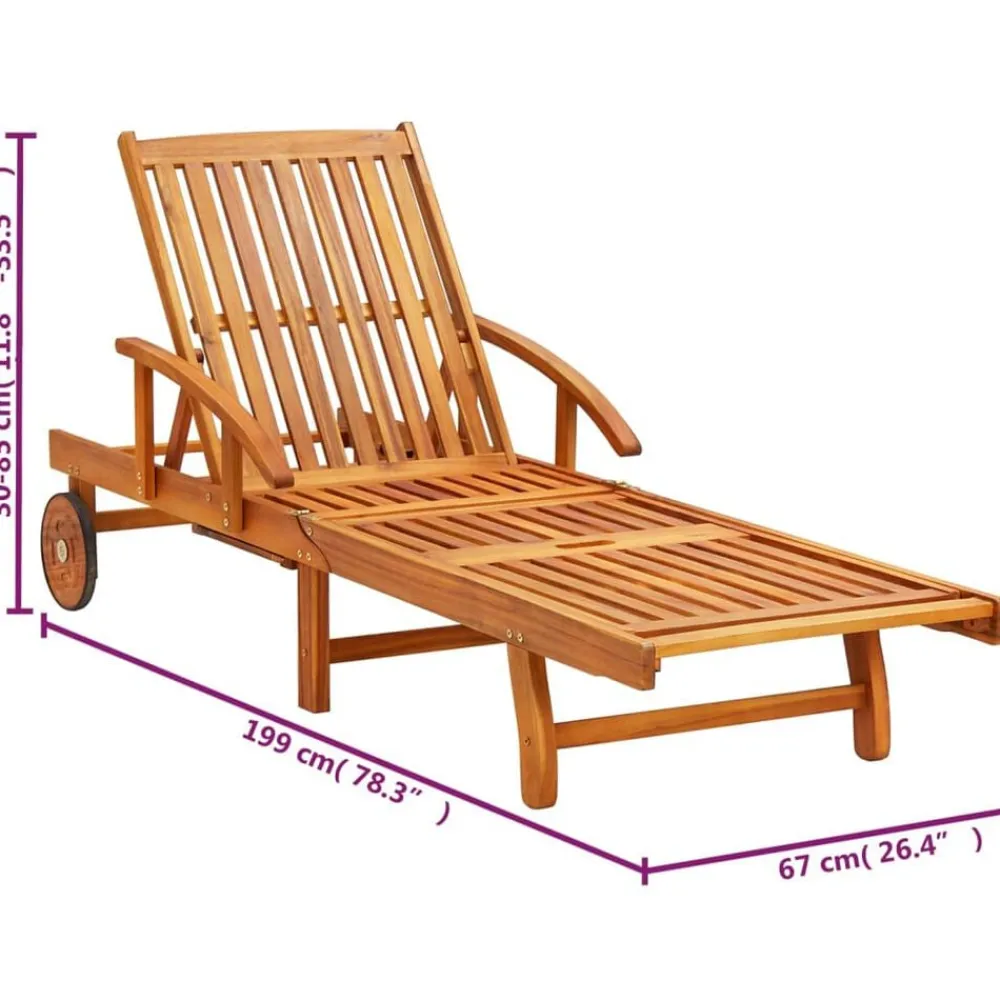 vidaXL Tumbonas con mesa y cojines 2 uds madera maciza de acacia Taupé Outlet