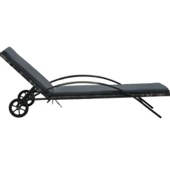vidaXL Muebles De Jardín-Tumbonas con mesita de ratán sintético gris