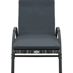 vidaXL Muebles De Jardín-Tumbonas con mesita de ratán sintético gris