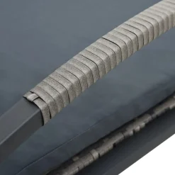 vidaXL Muebles De Jardín-Tumbonas con mesita de ratán sintético gris